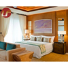 Conjunto de muebles de dormitorio de hotel con acabado de chapa de apariencia natural