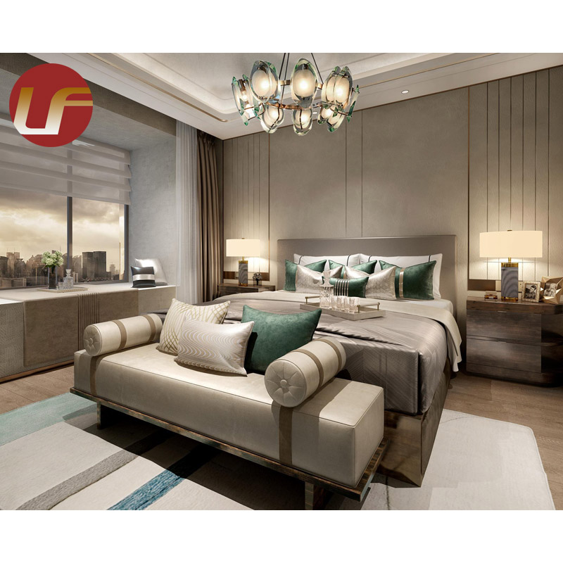 Diseño de cama Último dormitorio Camas tapizadas Juego de muebles Lujo Queen Hotel King Size Bed Juegos de dormitorio