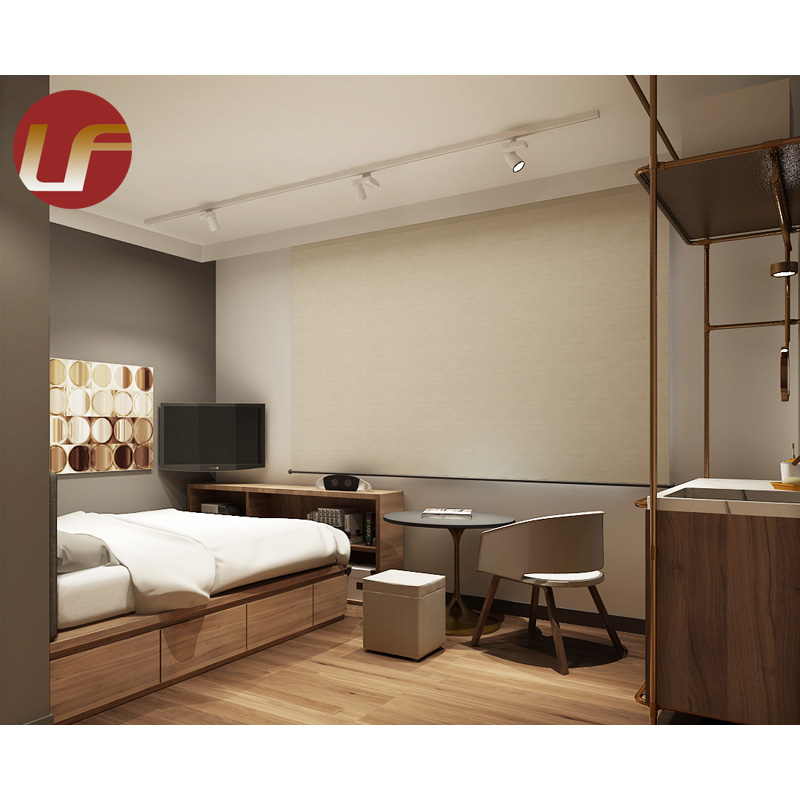 Muebles del sitio de la cama doble del dormitorio del hotel de cuatro estrellas del diseño moderno de la aduana 2022 del OEM
