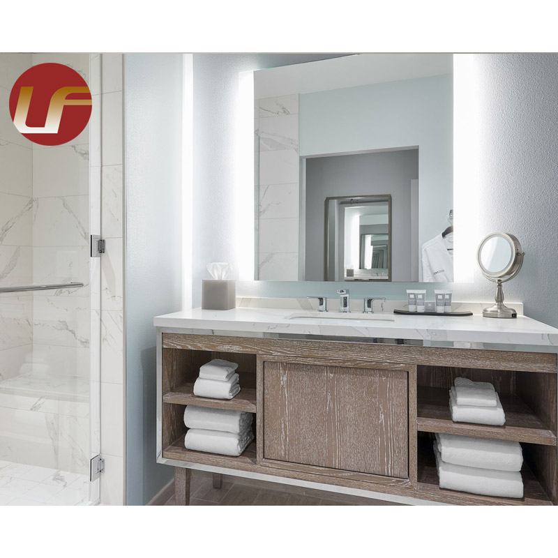 Conjunto de habitación de hotel de lujo de madera moderna con muebles de dormitorio de hotel personalizados