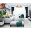 Sofá tapizado de lino para sala de estar, muebles baratos al por mayor, sofá de madera con silla y mesa de comedor