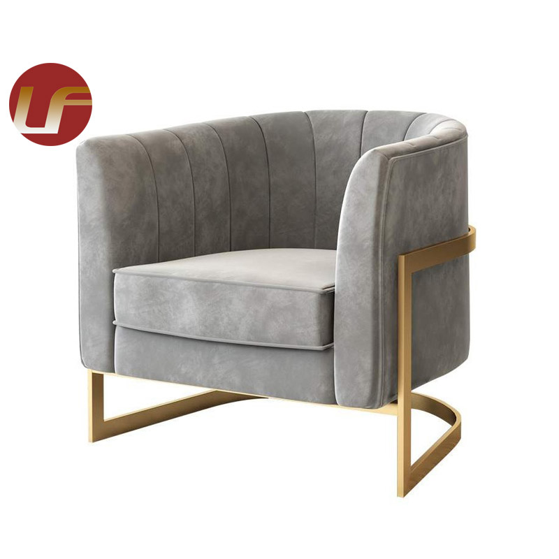 Muebles de comedor de restaurante de lujo, sofá de brazo moderno, sillas de comedor de terciopelo con patas de Metal, sofá de ocio